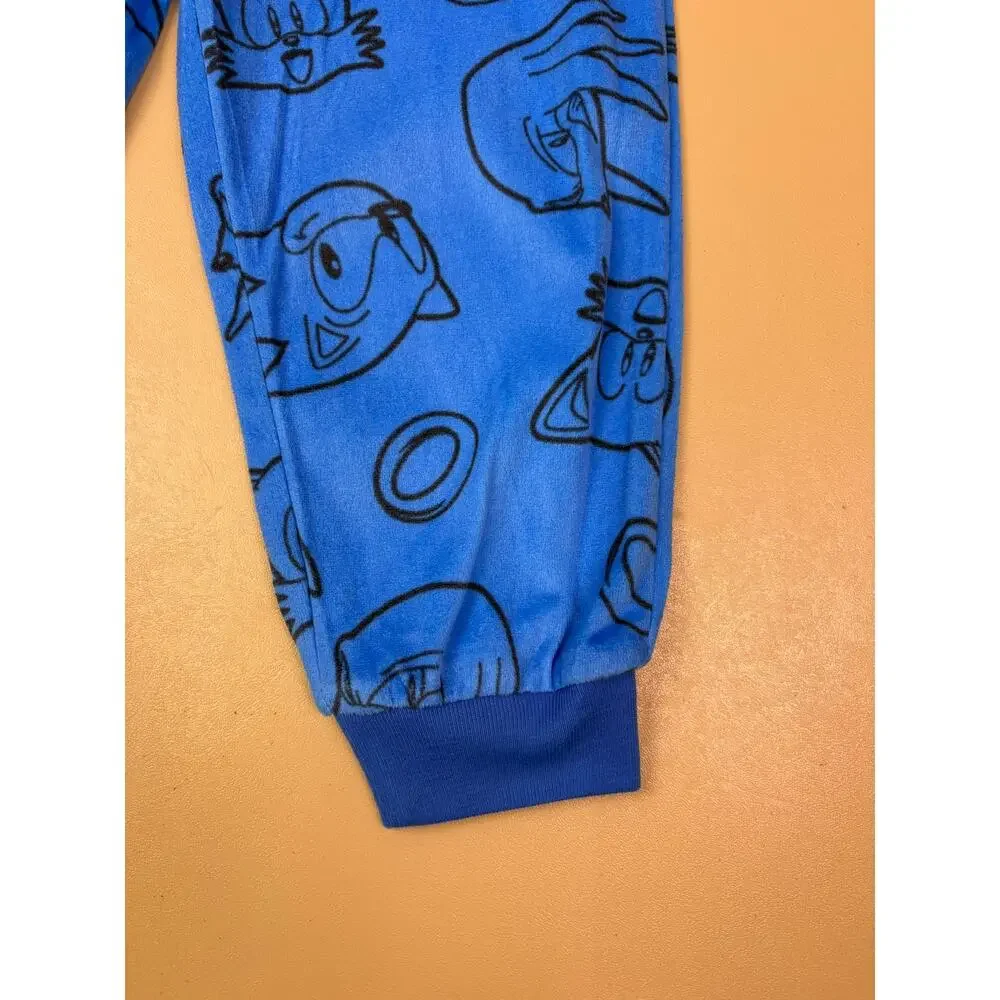 Sonic the Hedgehog Pajama Pants Kids Size 4 Blue Fleece Tails Knuckles NWOT